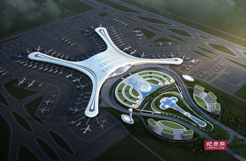 “丝路绿洲 飞天黄河”造型寓意呈现 兰州中川国际机场三期扩建工程航站楼主体结构顺利完成合拢